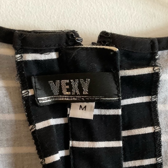 Vexy Dress Vintage Black & White Stripes Retro Pin-up Style Midi Size Medium M - Picture 6 of 11